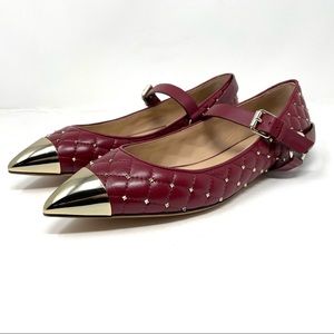 VALENTINO GARAVANI red & gold rockstud quilted flats, size 39.5 - NWOT
